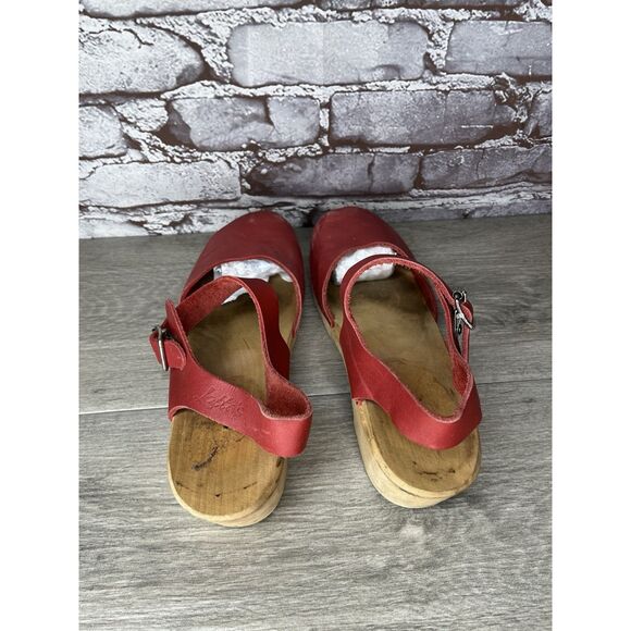 Lotta's Stockholm T-bar Highwood Red Leather Clogs Nubuck Women Sz 41EU/10.5M US - Picture 11 of 16